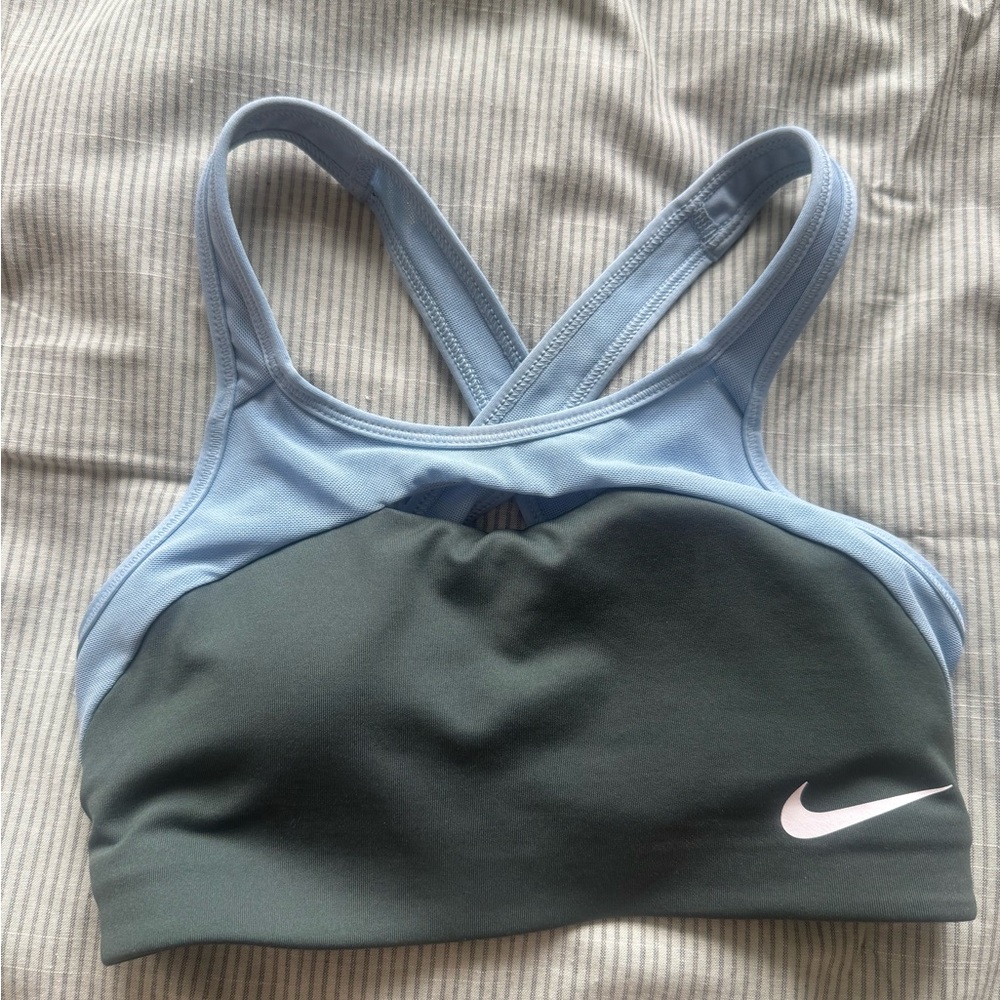 Nike Women's Sports Bra - Light Blue and Dark Gray